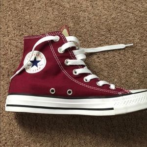 maroon high top converse